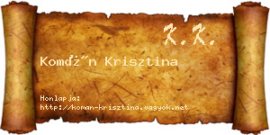 Komán Krisztina névjegykártya